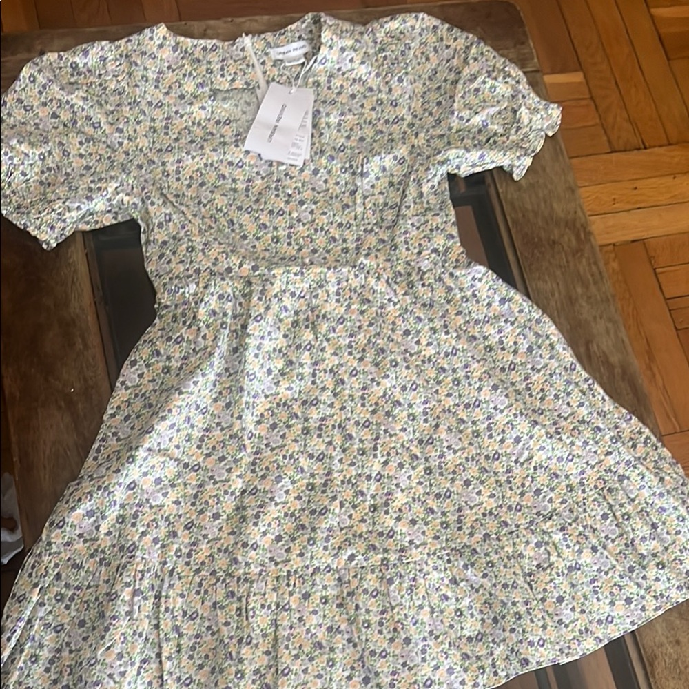 Urban revivo Floral Dress in Cream and purple